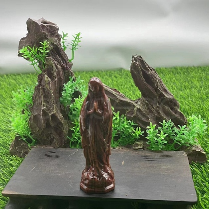 Natural Sesame Jasper Carved Healing Virgin Mary Figurines PW-WG30485-02-1