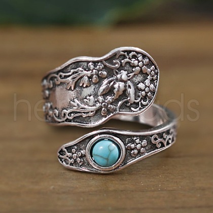 Adjustable Retro Alloy Turquoise Cuff Rings FS-WGDBFDE-01-1
