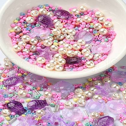 Ocean Theme Diy Painted Glass Beads DIY-YW0008-82E-1