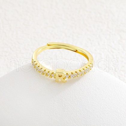 Adjustable Brass Micro Pave Clear Cubic Zirconia Finger Rings for Women FS-WG712C8-18-1