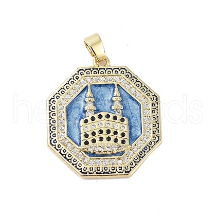 Rack Plating Brass Micro Pave Clear Cubic Zirconia Pendants KK-H474-22G-01-1