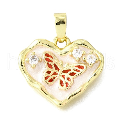 Brass Micro Pave Cubic Zirconia Enamel Pendants KK-V007-41G-02-1