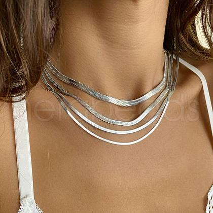 Stainless Steel Snake Chain Necklaces for Women WG80FEF-27-1