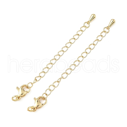 Teardrop Brass End with Chain KK-Z117-01G-1