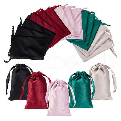  20Pcs 5 Colors Rectangle Velvet Packing Pouches TP-NB0001-51-1