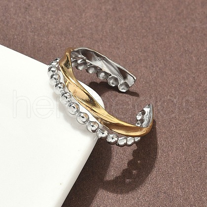 304 Stainless Steel Double Color Cuff Rings RJEW-S635-01GP-D-1