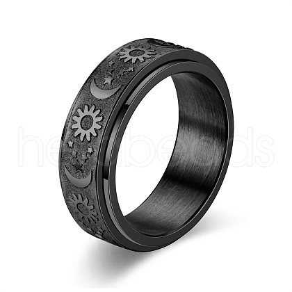 Star & Moon & Sun Titanium Steel Rotatable Finger Ring PW-WG61315-08-1