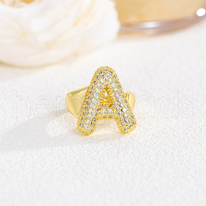 Brass Micro Pave Clear Cubic Zirconia Cuff Rings FS-WG4832E-01-1