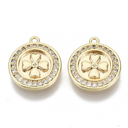 Brass Micro Pave Cubic Zirconia Charms KK-N232-70-NF-1