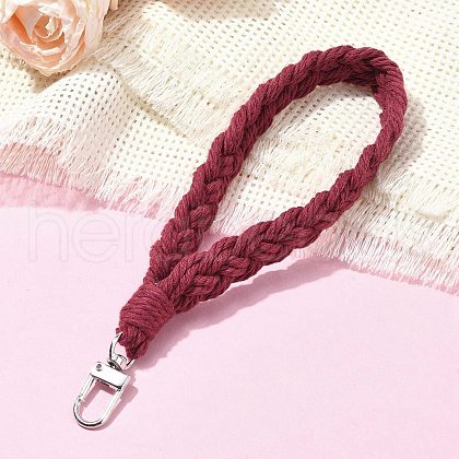 Handmade Macrame Cotton Threads Wrist Strap Pendant Decoration HJEW-JM02720-01-1
