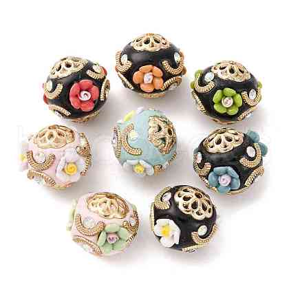Handmade Resin Indonesia Round Beads IPDL-P005-05KCG-M-1