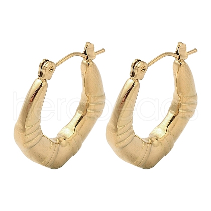 Rhombus 201 Stainless Steel Half Hoop Earrings for Women EJEW-G385-37G-1