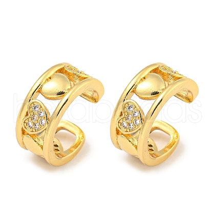 Brass Micro Pave Cubic Zirconia Cuff Earrings EJEW-C104-140G-1