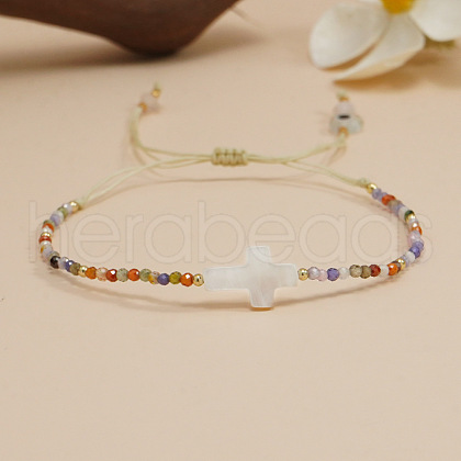 Natural Mixed Gemstone Beads Braided Bead Bracelets WU1266-1