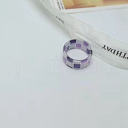 1Pc Tartan Pattern Acrylic Finger Rings for Women WGC4C6E-43-1