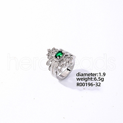 Brass Rhinestones Finger Rings for Women KK6620-6-1