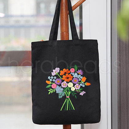 DIY Flower Bouquet Pattern Tote Bag Embroidery Kit PW22121379671-1