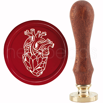 Brass Wax Seal Stamp with Handle AJEW-WH0184-0471-1
