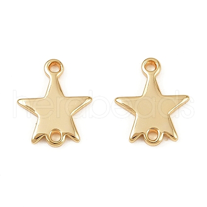 Brass Star Connector Charms KK-B137-09G-1