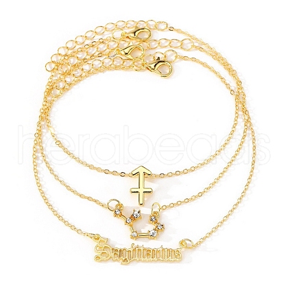 3Pcs Alloy Rhinestones Anklets AJEW-S083-01G-01-1