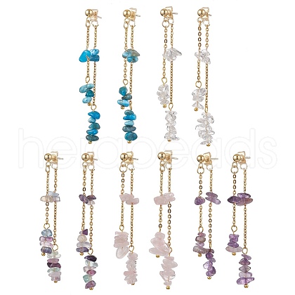 Natural Mixed Stone Dangle Earring EJEW-JE05947-1