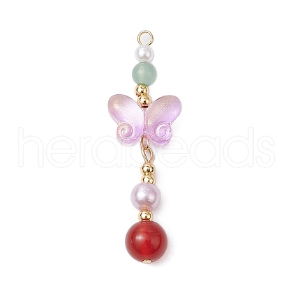Natural Carnelian and Glass Pendants PALLOY-JF03192-02-1