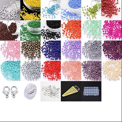 DIY 8/0 Glass Seed Beads Stretch Bracelet Making Kits DIY-YW0001-95-1