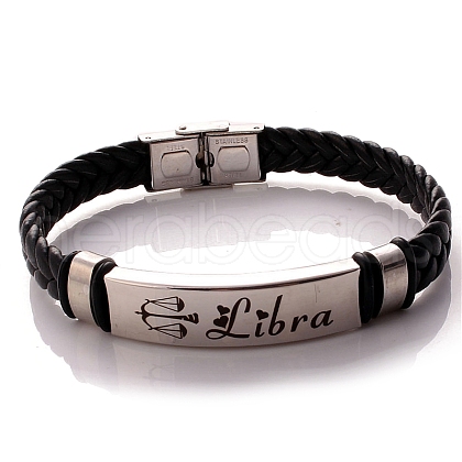 Braided Leather Cord Bracelets PW-WG99416-07-1