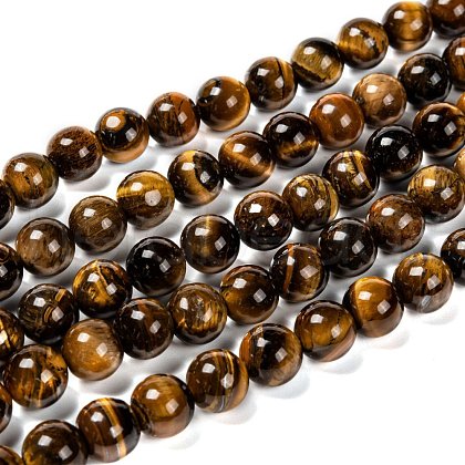 Natural Grade AB Tiger Eye Round Beads Strands G-O047-02-10mm-1