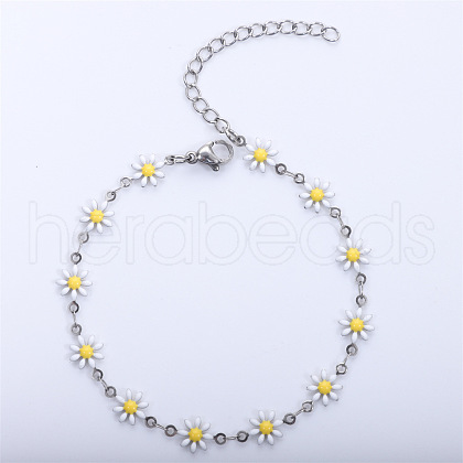 Daisy Alloy Enamel Link Chain Bracelets for Women FS-WGBA8A6-05-1