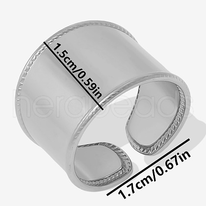 Stylish 304 Stainless Steel Wide Cuff Ring for Women RG2914-1-1