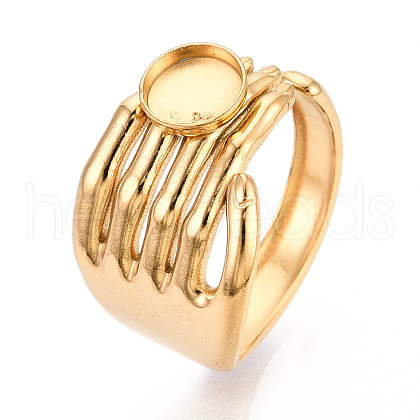 Hand 304 Stainless Steel Cuff Ring Components STAS-T066-12G-1