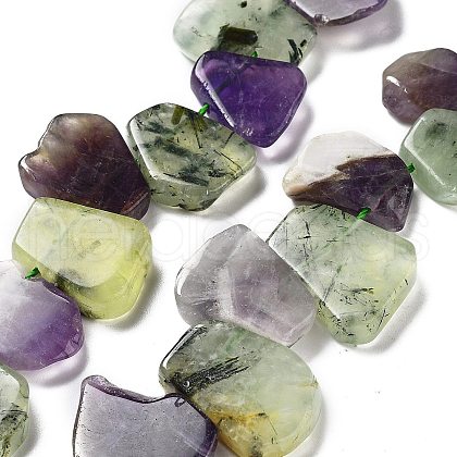 Natural Prehnite & Amethyst Beads Strands G-P528-K08-01-1