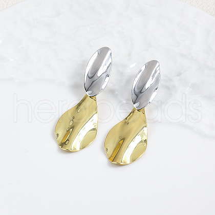 Brass Dangle Stud Earrings EJEW-S262-07GP-1