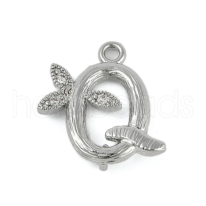 Brass Crystal Rhinestone Letter Links Connector Charms KK-S395-06P-Q-1