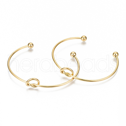 304 Stainless Steel Love Knot Cuff Bangle Making X-MAK-S073-001G-1