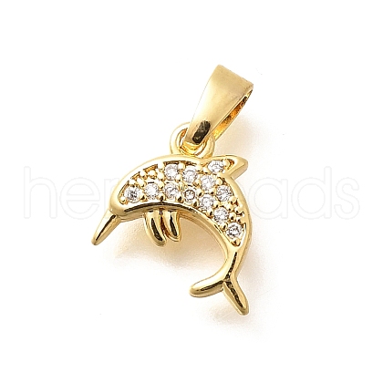 Brass Micro Pave Clear Cubic Zirconia Charms KK-Q040-03G-G-1