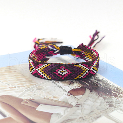 Polyester Braided Rhombus Pattern Cord Bracelet FIND-PW0013-004A-20-1