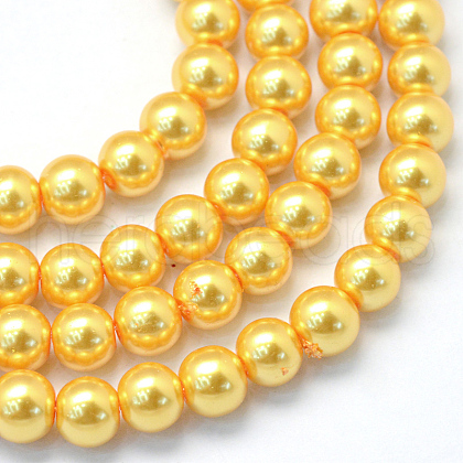 Baking Painted Pearlized Glass Pearl Round Bead Strands X-HY-Q003-6mm-56-1