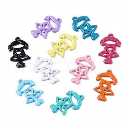 Spray Painted Alloy Pendants PALLOY-T077-166-1