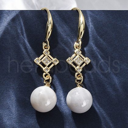 Brass Micro Pave Clear Cubic Zirconia Dangle Earrings EJEW-F362-17G-1