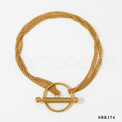 304 Stainless Steel Curb Chain Multi-strand Bracelets FS-WGE868D-05-1