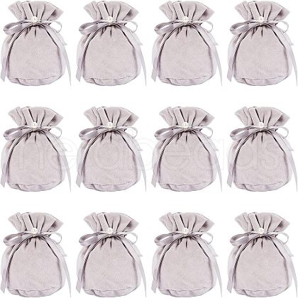  Velvet Jewelry Bags with Drawstring & Plastic Imitation Pearl TP-NB0001-20D-1