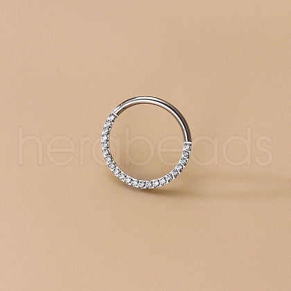 G23 Stainless Steel Micro Pave Clear Cubic Zirconia Cartilage Earrings WG72C09-05-1