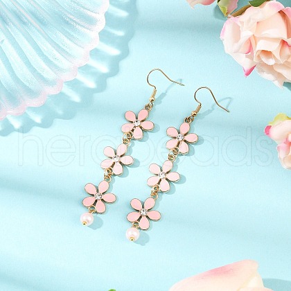 Zinc Alloy Enamel Flower Dangle Earrings EJEW-JE06462-01-1
