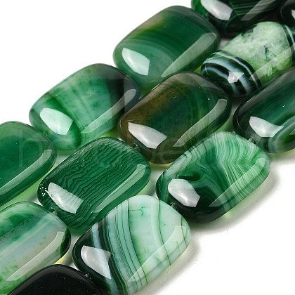 Natural Striped Agate/Banded Agate Beads Strands G-B137-B01-01F-1