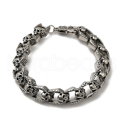 Tibetan Style Alloy Skull Link Chain Bracelet for Men WG20047-01-1