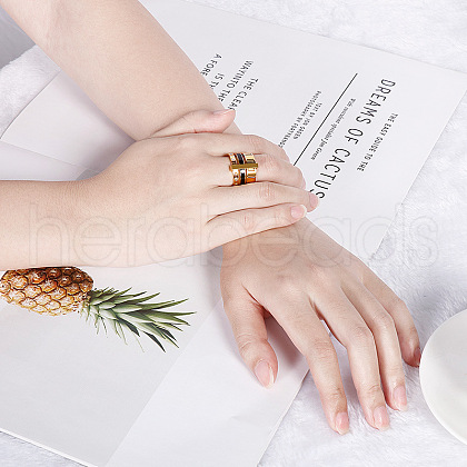 Roman Numerals 304 Stainless Steel & Crystal Rhinestone & Natural Shell Finger Rings FS-WGD9A22-16-1