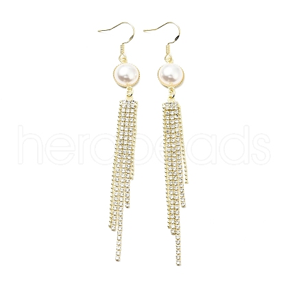 Resin Imitation Pearl with Crystal Rhinestone Dangle Earrings EJEW-C037-03LG-1