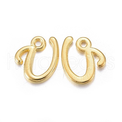 Golden Plated Alloy Letter Pendants PALLOY-J718-01G-U-1